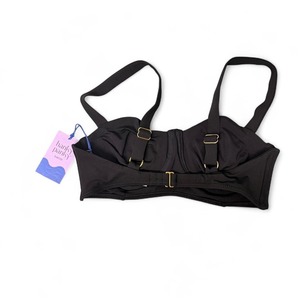 NWT Hanky Panky Swim Black balconette bikini top with gold hardware womens S - Picture 2 of 5